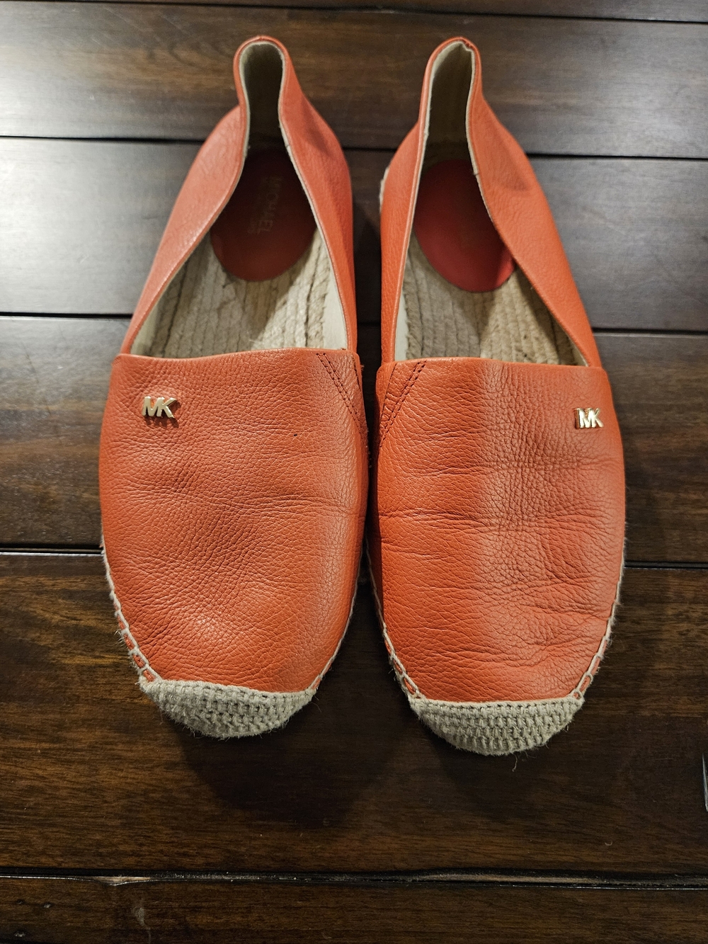 Michael Kors Orange Leather Espadrille Flats - Women's